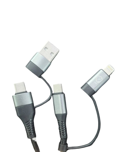 VIP Flash Series Ⅱ Two - For - Two Charging Cable U+C To Lightning+Type - C (100W - 1.2 m) - Black