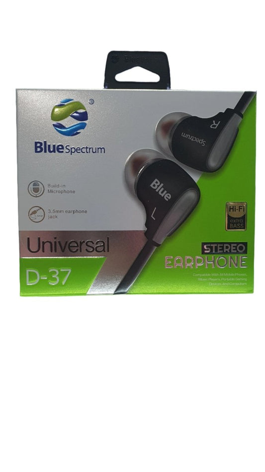 In - Ear Headset with Built in Microphone, D - 37 - Black