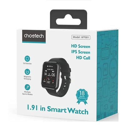 Choetech Smart Watch WT001 1.91 Inch - 2 Strap - Black, Accessories, سوق ستور Souq Store