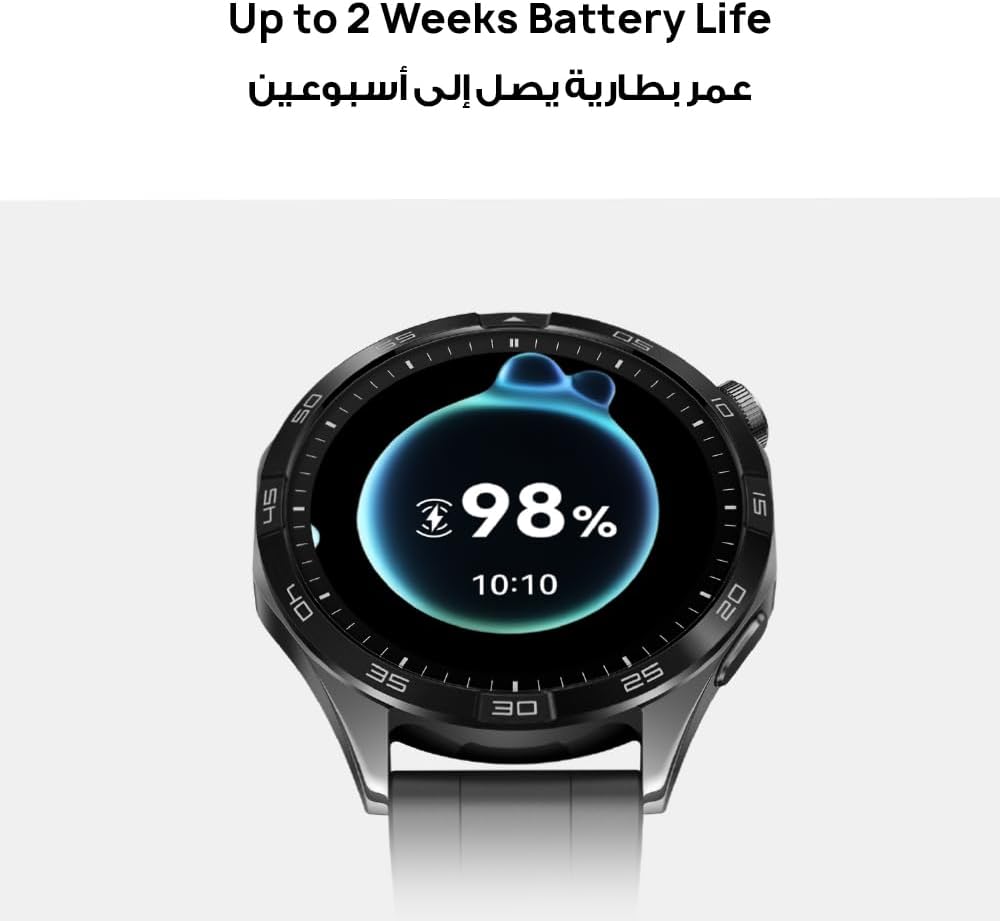 HUAWEI Watch GT4 46mm Smartwatch, Upto 2 - Weeks Battery Life, Dual - Band Five - System GNSS Positioning, Pulse Wave Arrhythmia Analysis, 24/7 Health Monitoring, Compatible with Android & iOS, Black