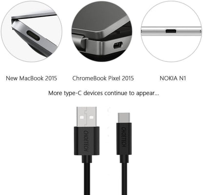 ChoeTech USB A to C Cable 1M, Black, Accessories, سوق ستور Souq Store