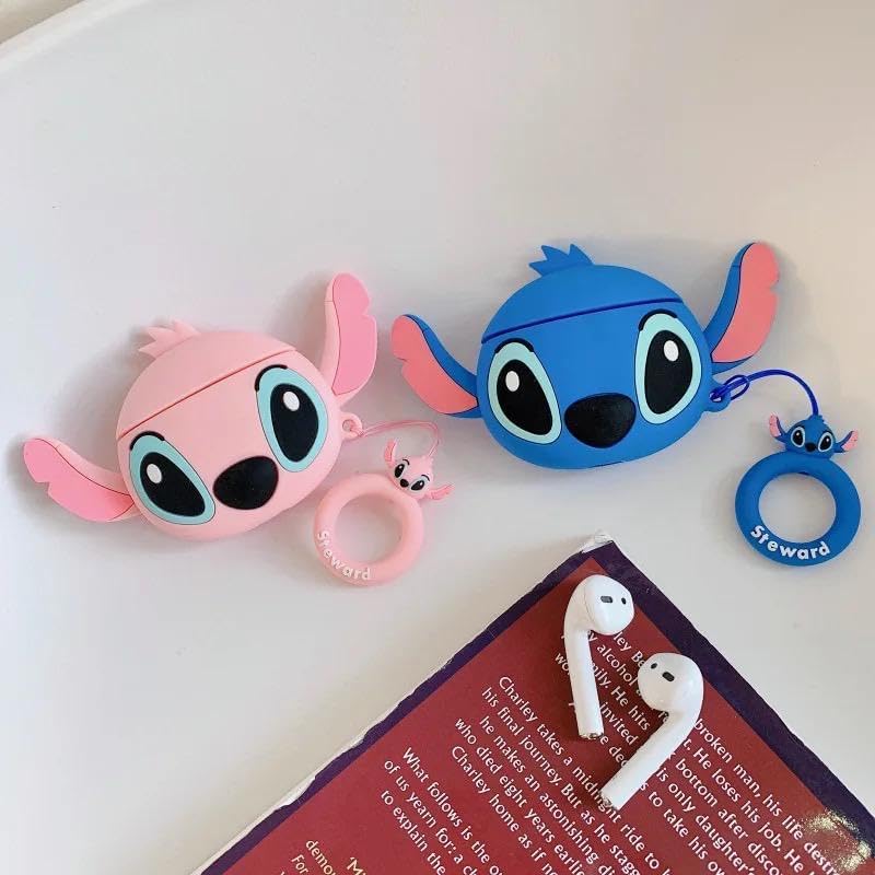 AirPods Pro 2 Case Soft Silicone Shockproof Cover for Apple, New 3D Cute Cartoon Creative Fun Case   (stitch blue)
Souq Store