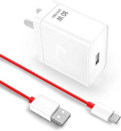 Oppo Super VOOC 80W USB - C Power Adapter, Super Fast Charger Block Replacement with 3.3ft Ultra Fast Type C Charging Cable