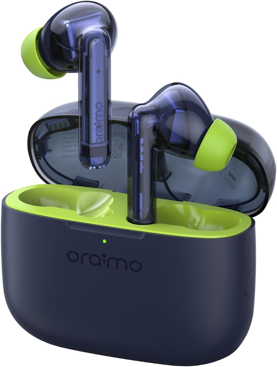 Oraimo FreePods Lite True Wireless Earbuds, APP Control, Play Time, Fast Charging,in - Earbuds with Stereo Bass,Nebula Blue