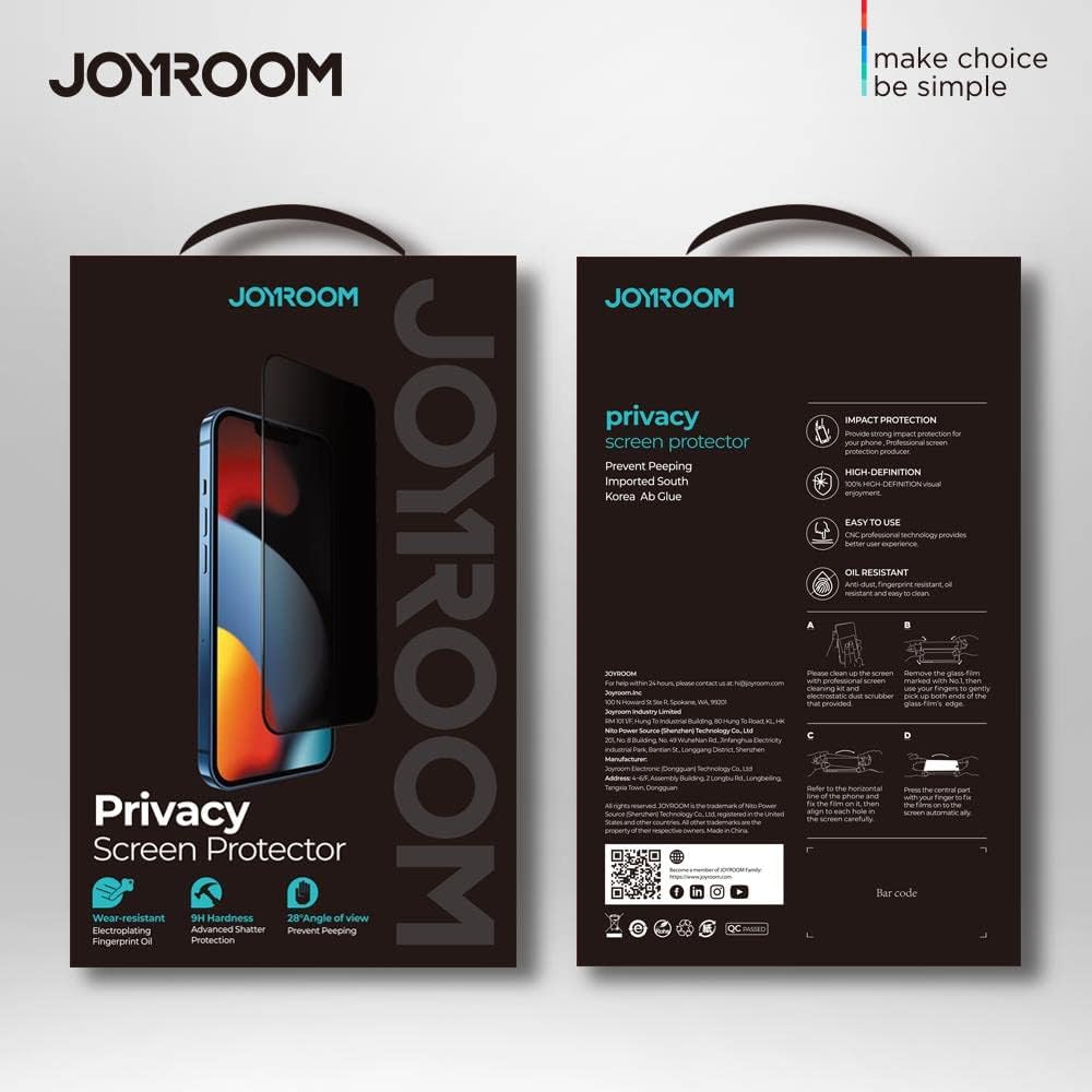 Joyroom JR - PF602 Knight series Tempered glass screen protector - 2.5D silk screen(Privacy) - English version - iP12 Pro Max