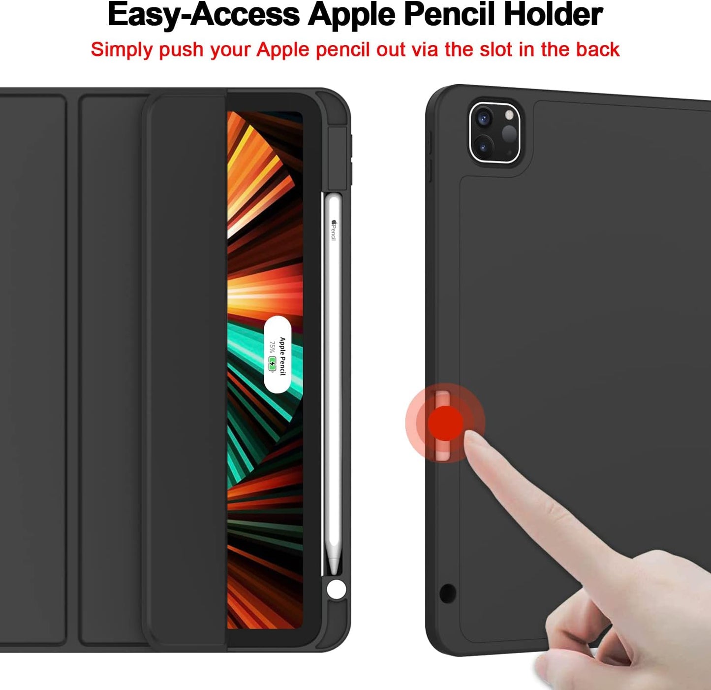 Case for New iPad Pro 12.9 Inch Case 2022/2021/2020(6th/5th/4th Gen) with Pencil Holder,Smart iPad Case [Support Touch ID and Auto Wake/Sleep] with Auto 2nd Gen Pencil Charging (Wine) - سوق ستور Souq Store