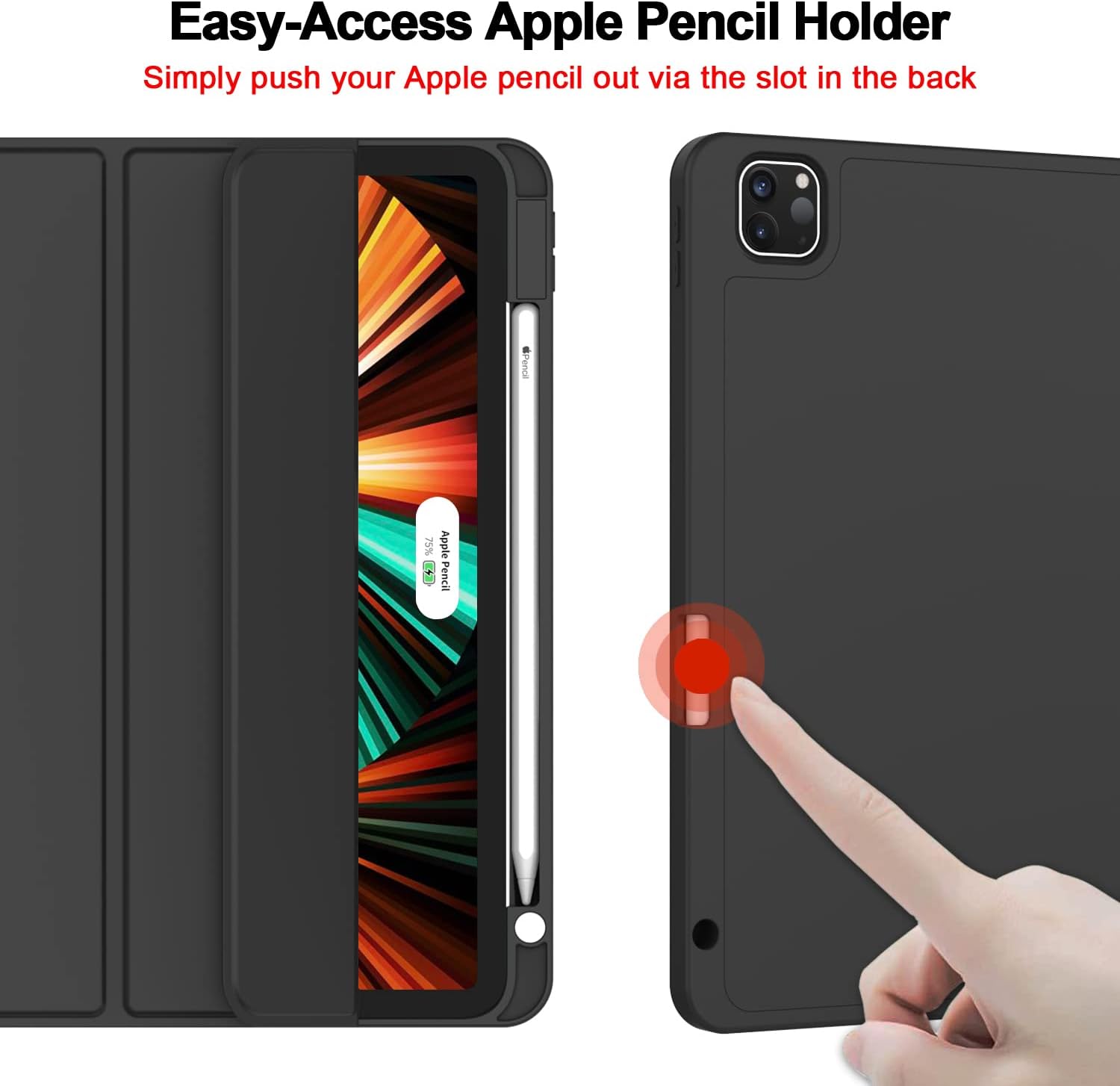 Case for New iPad Pro 12.9 Inch Case 2022/2021/2020(6th/5th/4th Gen) with Pencil Holder,Smart iPad Case [Support Touch ID and Auto Wake/Sleep] with Auto 2nd Gen Pencil Charging (Wine) - سوق ستور Souq Store