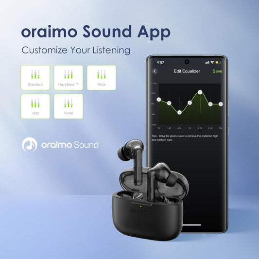 Oraimo FreePods Lite True Wireless Earbuds, APP Control, Play Time, Fast Charging,in - Earbuds with Stereo Bass,Nebula Blue