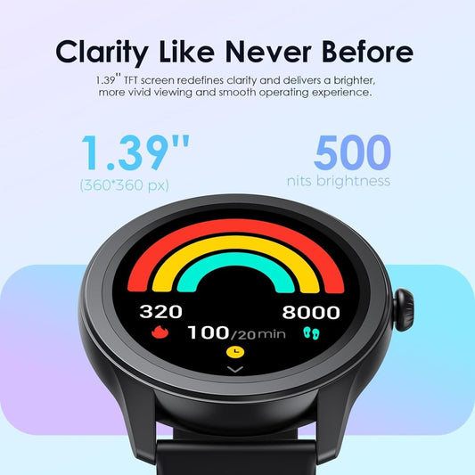 Oraimo Watch 2R Bluetooth Calling Smart Watch for Men and Women,1.39"HD Smart Fitness Watch with Stepping Meter Heart Rate Monitor,120+ Sports Modes & Quickly Reply SMS, Local Warranty