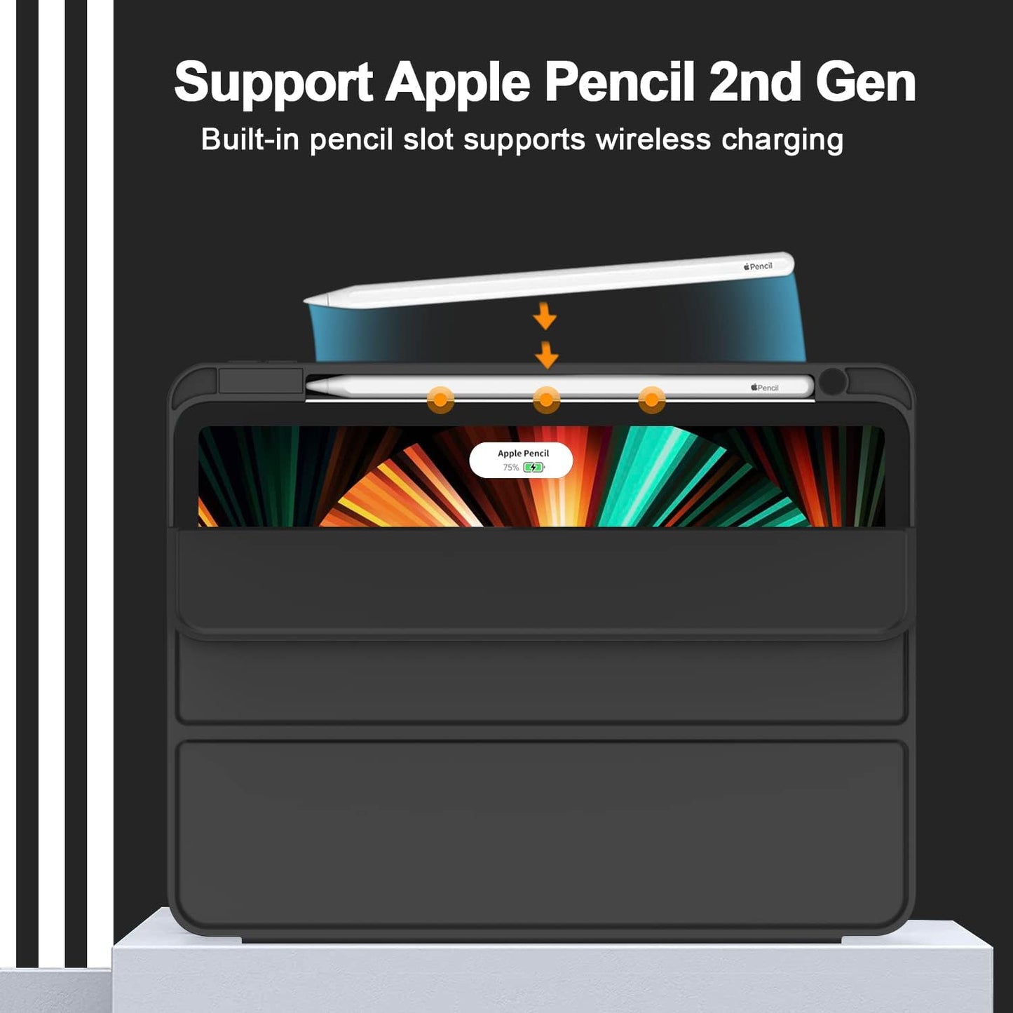 Case for New iPad Pro 12.9 Inch Case 2022/2021/2020(6th/5th/4th Gen) with Pencil Holder,Smart iPad Case [Support Touch ID and Auto Wake/Sleep] with Auto 2nd Gen Pencil Charging (Wine) - سوق ستور Souq Store
