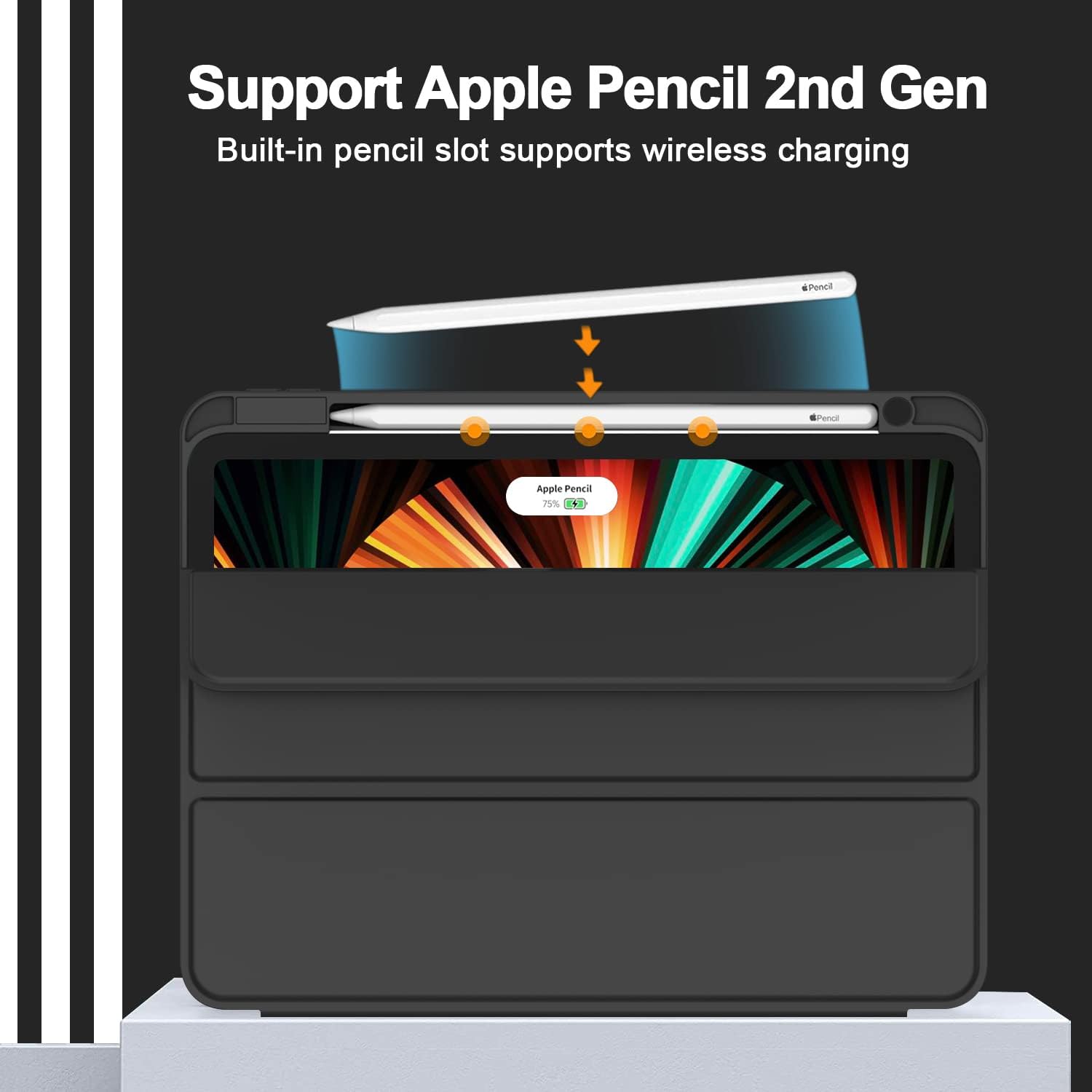 Case for New iPad Pro 12.9 Inch Case 2022/2021/2020(6th/5th/4th Gen) with Pencil Holder,Smart iPad Case [Support Touch ID and Auto Wake/Sleep] with Auto 2nd Gen Pencil Charging (Wine) - سوق ستور Souq Store