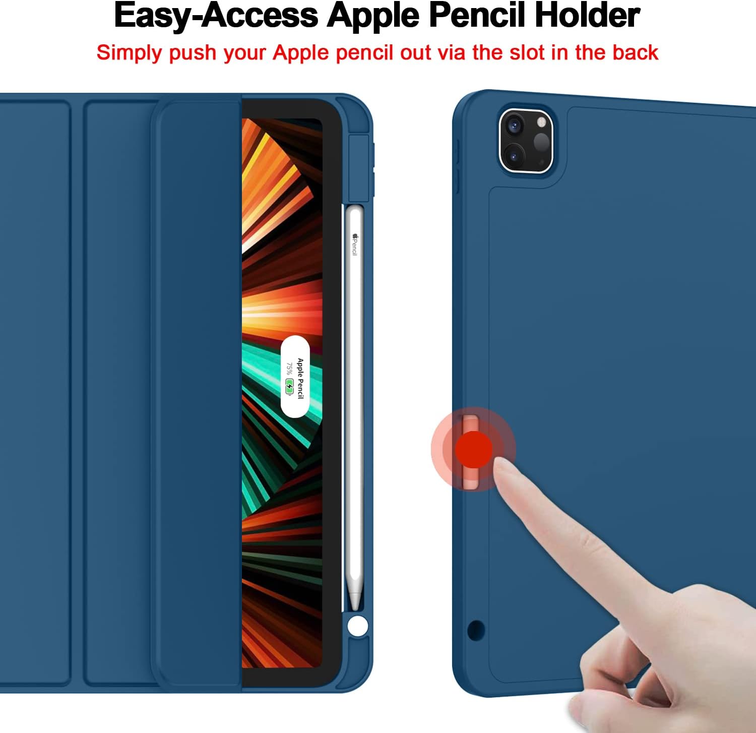 Case for New iPad Pro 12.9 Inch Case 2022/2021/2020(6th/5th/4th Gen) with Pencil Holder,Smart iPad Case [Support Touch ID and Auto Wake/Sleep] with Auto 2nd Gen Pencil Charging (Wine) - سوق ستور Souq Store