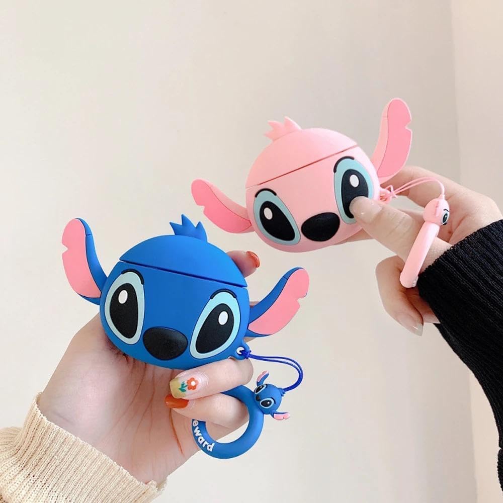 AirPods Pro 2 Case Soft Silicone Shockproof Cover for Apple, New 3D Cute Cartoon Creative Fun Case   (stitch blue)
Souq Store