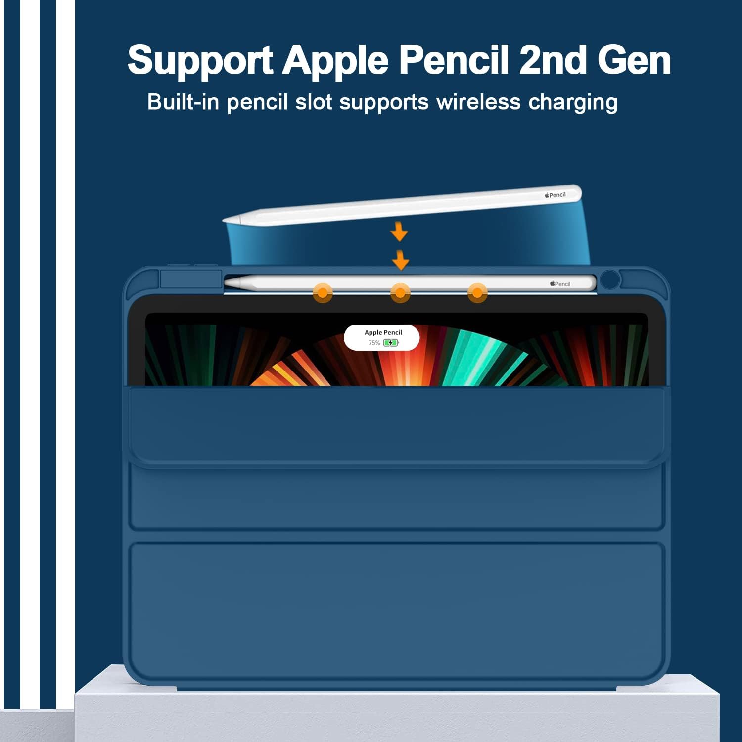 Case for New iPad Pro 12.9 Inch Case 2022/2021/2020(6th/5th/4th Gen) with Pencil Holder,Smart iPad Case [Support Touch ID and Auto Wake/Sleep] with Auto 2nd Gen Pencil Charging (Wine) - سوق ستور Souq Store