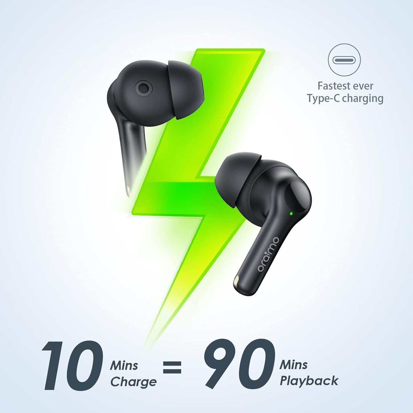 Oraimo FreePods 3C ENC Calling Noise Cancellation, powerful bass 4 mics, True Wireless Earbuds IPX5 - Water Resistant,