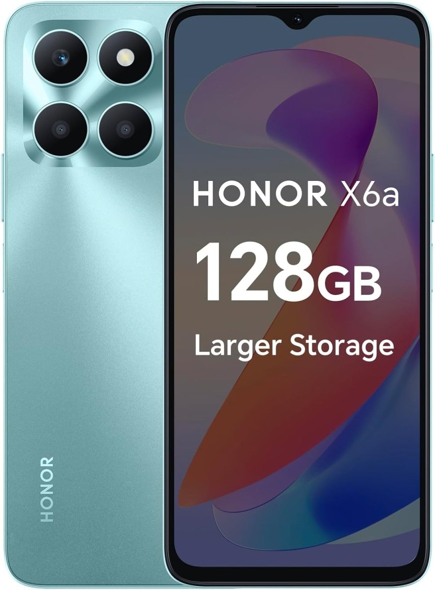 Honor X6a Dual - SIM 128GB ROM + 4GB RAM, 4G Smart Phone (Cyan Lake) - International Version