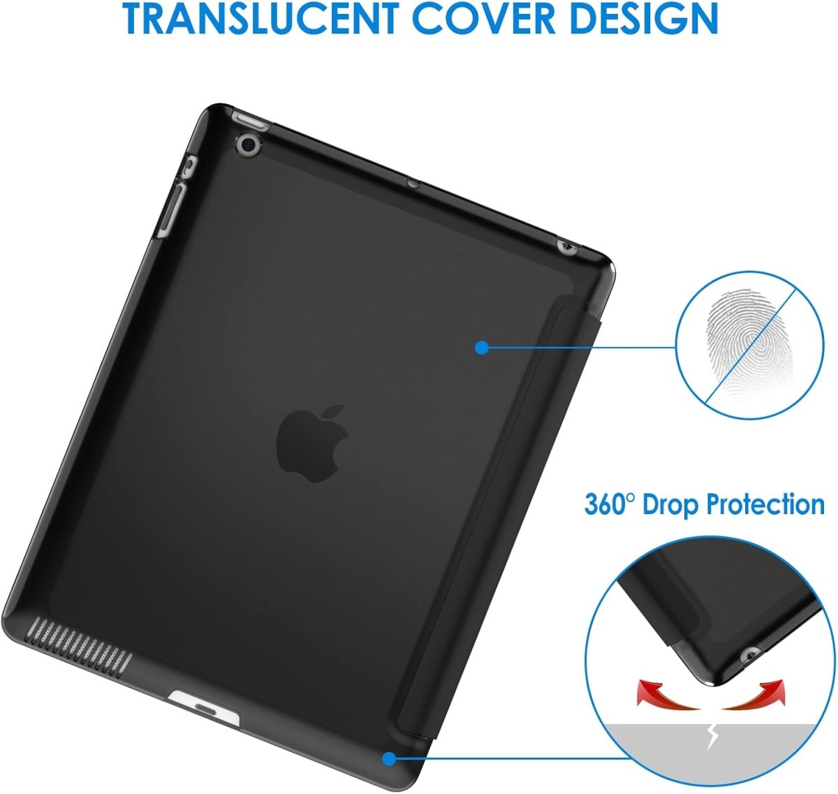 Case for iPad 2 3 4 (2012/2011 Model), Not for iPad Air or iPad Air 2, Smart Cover with Auto Sleep/Wake (Black)