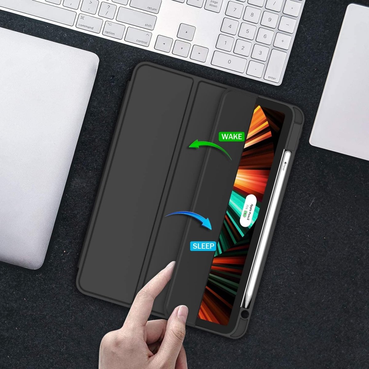 Case for New iPad Pro 12.9 Inch Case 2022/2021/2020(6th/5th/4th Gen) with Pencil Holder,Smart iPad Case [Support Touch ID and Auto Wake/Sleep] with Auto 2nd Gen Pencil Charging (Wine) - سوق ستور Souq Store