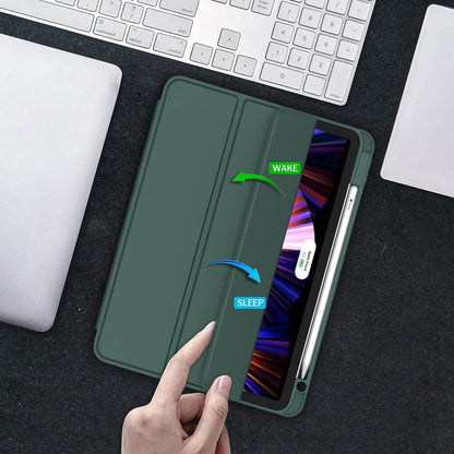 Case for New iPad Pro 11 Inch Case 2022(4th Gen)/2021(3rd Gen)/2020(2nd Gen) with Pencil Holder, Smart iPad Case [Support Touch ID and Auto Wake/Sleep] with Auto 2nd Gen Pencil Charging (Midnight Green)