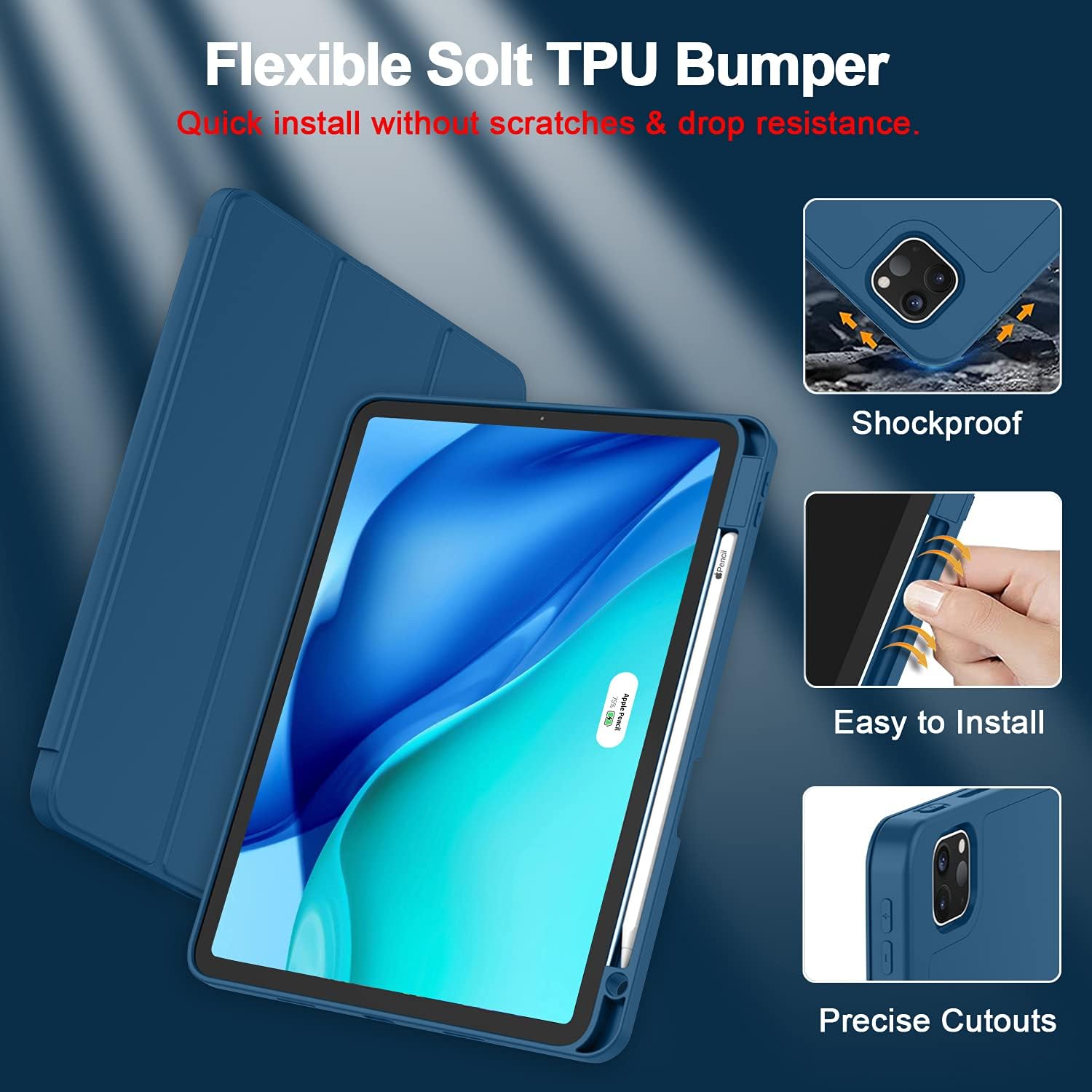 Case for New iPad Pro 12.9 Inch Case 2022/2021/2020(6th/5th/4th Gen) with Pencil Holder,Smart iPad Case [Support Touch ID and Auto Wake/Sleep] with Auto 2nd Gen Pencil Charging (Wine) - سوق ستور Souq Store