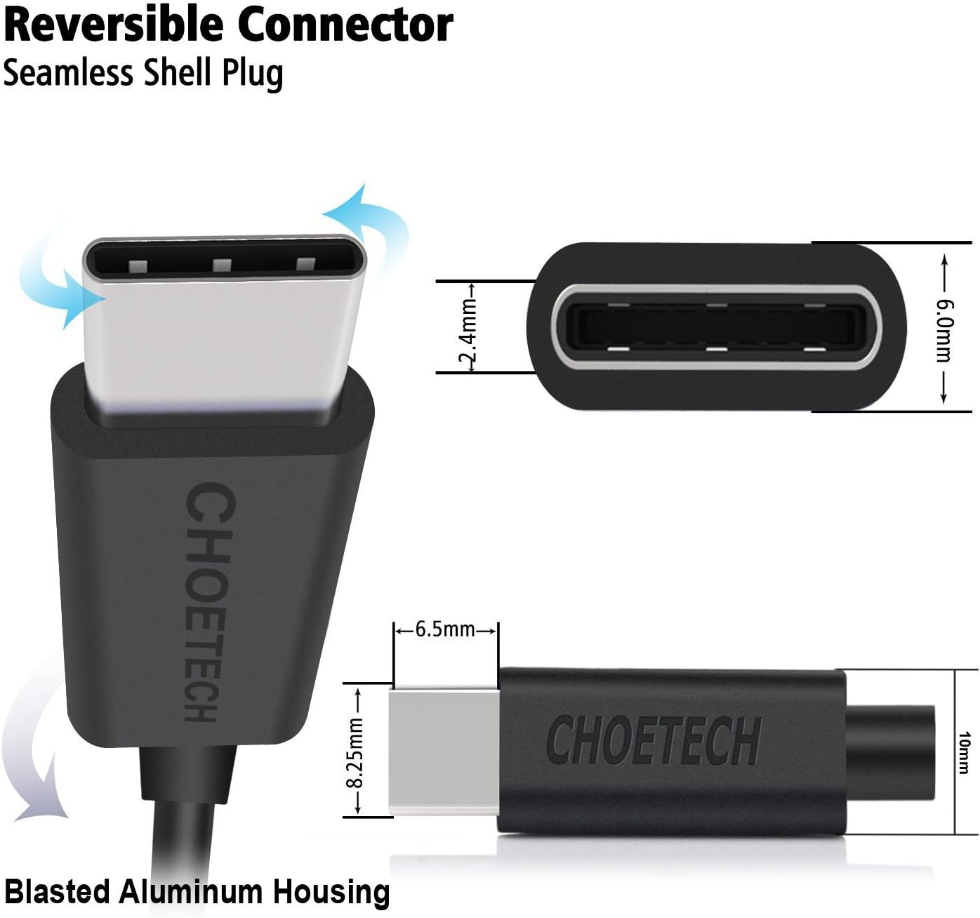 ChoeTech USB A to C Cable 1M, Black, Accessories, سوق ستور Souq Store