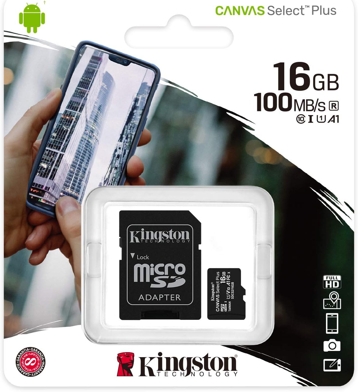 Kingston MicroSD Class 10 Canvas Select Plus Card with SD Adaptor - SDCS2