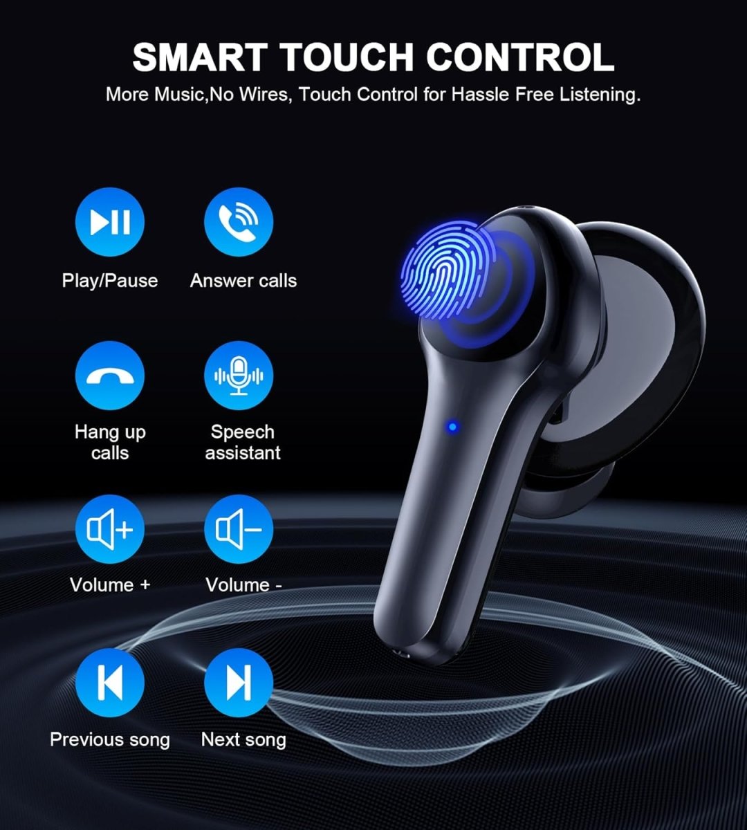 CHOETECH true wireless earbuds, big bass 4 mics, noise reduction, ipx8 waterproof, touch control, bluetooth 5.2, سوق ستور