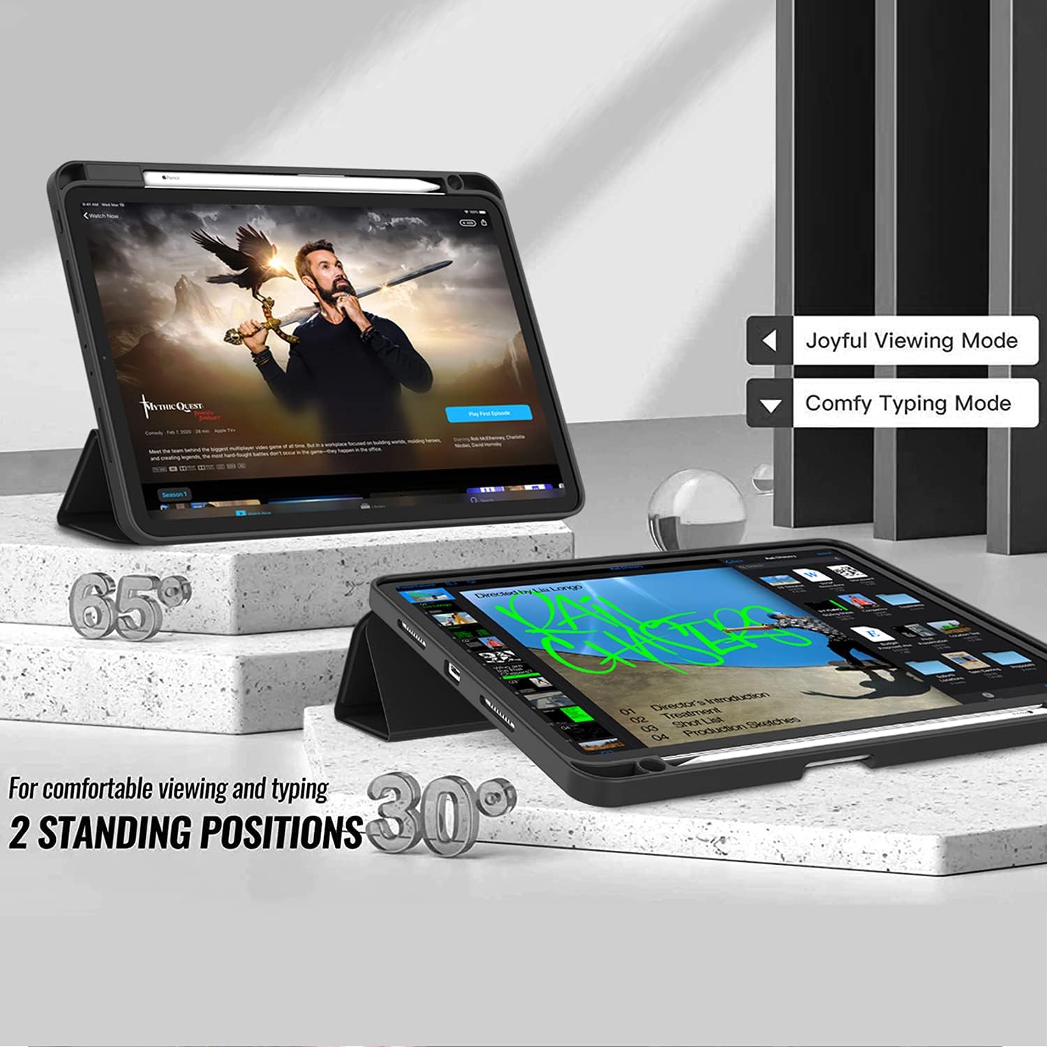 Case for New iPad Pro 12.9 Inch Case 2022/2021/2020(6th/5th/4th Gen) with Pencil Holder,Smart iPad Case [Support Touch ID and Auto Wake/Sleep] with Auto 2nd Gen Pencil Charging (Wine) - سوق ستور Souq Store