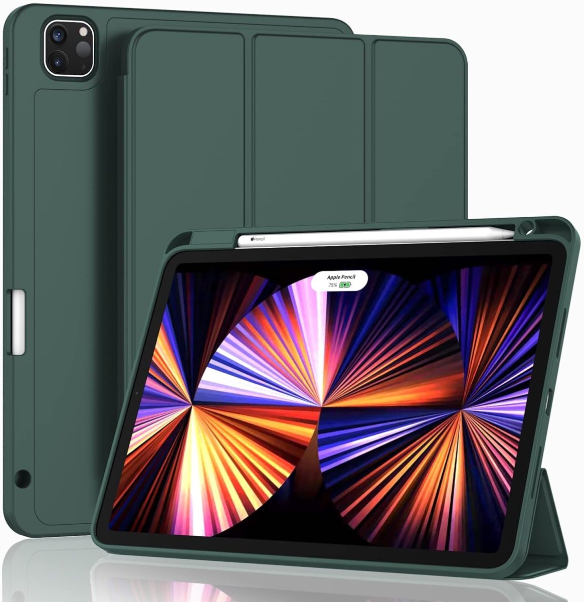 Case for New iPad Pro 11 Inch Case 2022(4th Gen)/2021(3rd Gen)/2020(2nd Gen) with Pencil Holder, Smart iPad Case [Support Touch ID and Auto Wake/Sleep] with Auto 2nd Gen Pencil Charging (Midnight Green)