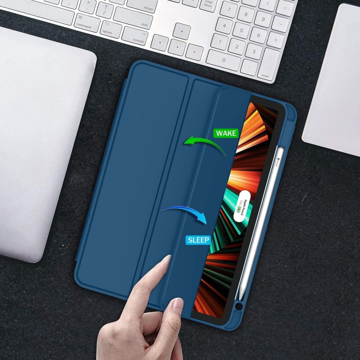 Case for New iPad Pro 12.9 Inch Case 2022/2021/2020(6th/5th/4th Gen) with Pencil Holder,Smart iPad Case [Support Touch ID and Auto Wake/Sleep] with Auto 2nd Gen Pencil Charging (Wine) - سوق ستور Souq Store