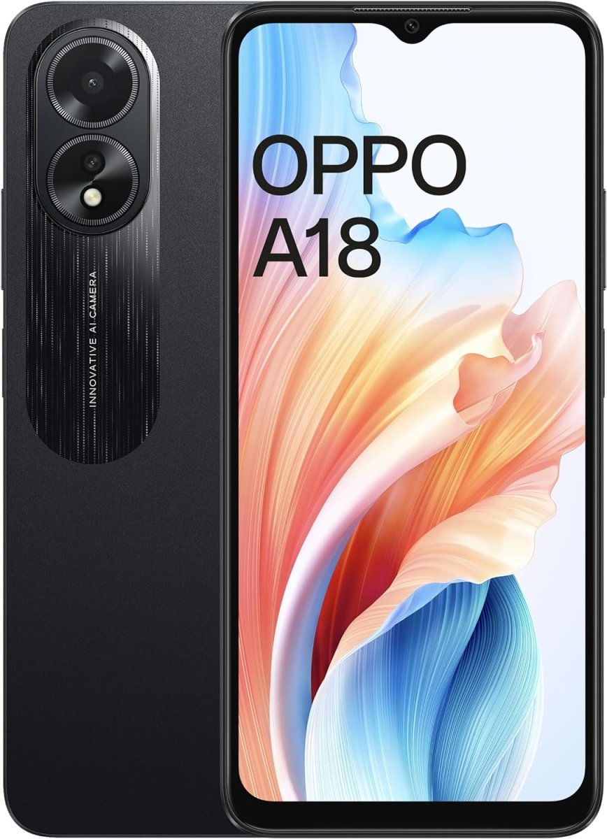 OPPO A18 Dual SIM 4GB RAM+128GB ROM (6.56 Inches) (4G LTE) - (Glowing Black) Global Version