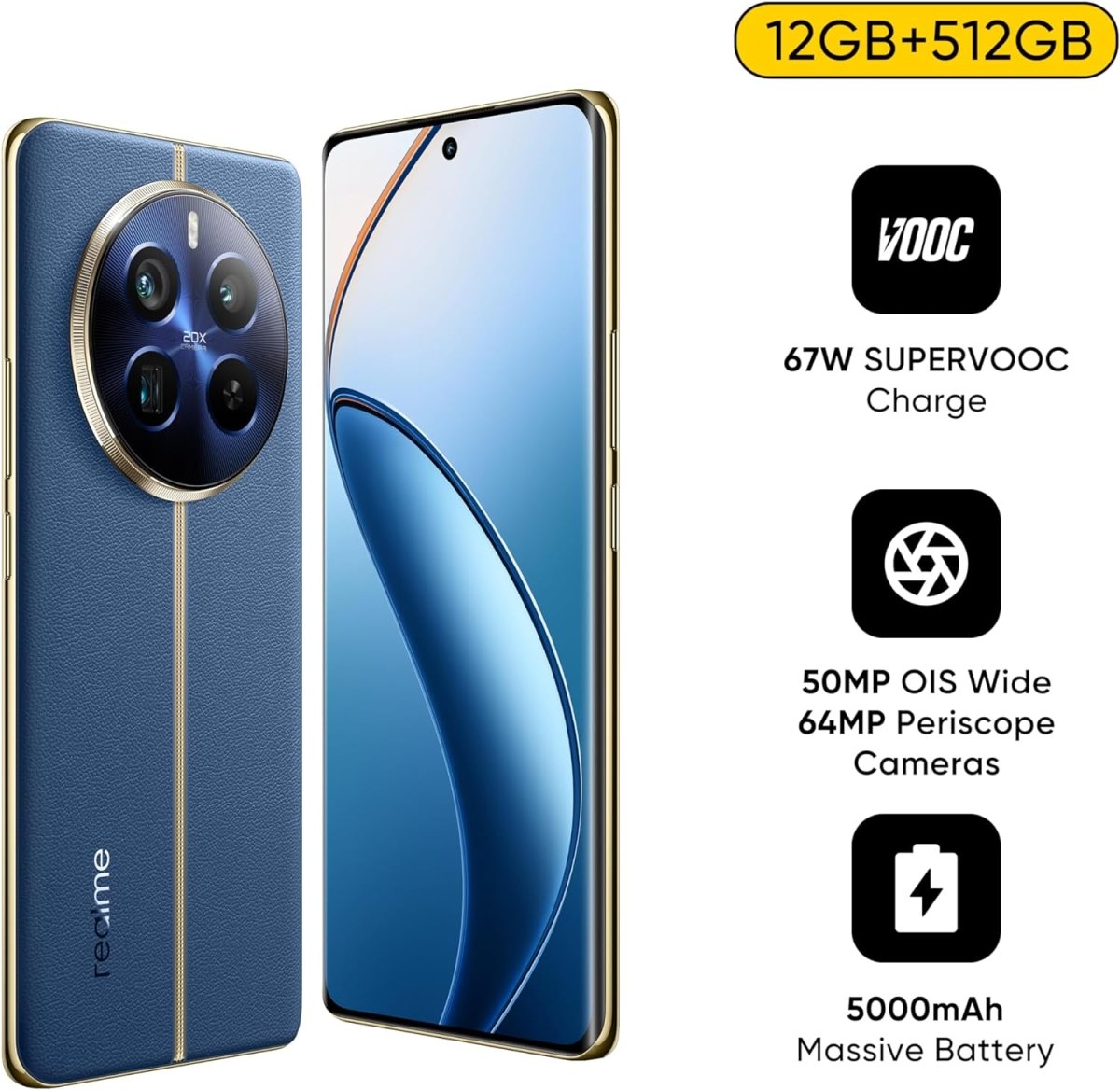 Realme 12 Pro+ 5G Dual SIM 12GB RAM 512GB - Middle East Version (Submarine Blue),(Beige)