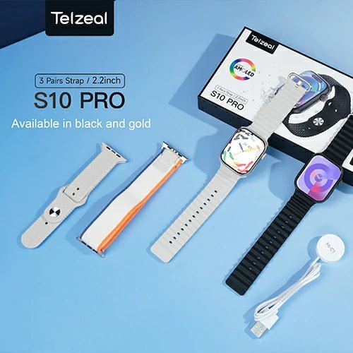 Smart Watch Telzeal S10 pro With 3 Strap + Wireless Charger