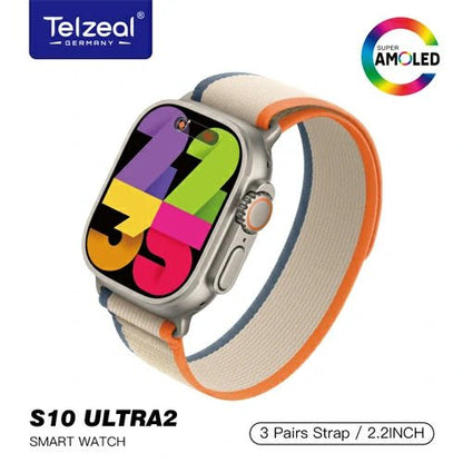 Smart Watch Telzeal S10 Ultra2 With 3 Strap + Wireless Charger