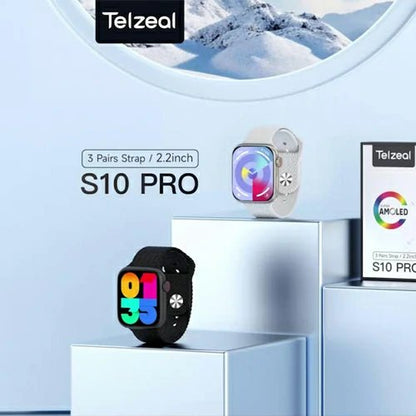 Smart Watch Telzeal S10 pro With 3 Strap + Wireless Charger