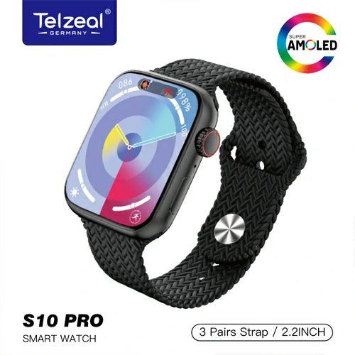 Smart Watch Telzeal S10 pro With 3 Strap + Wireless Charger