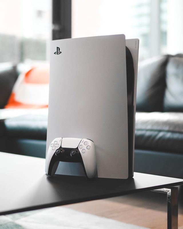 Sony PlayStation 5 Slim Edition console with wireless controller (Model CFI - 2000), white and black