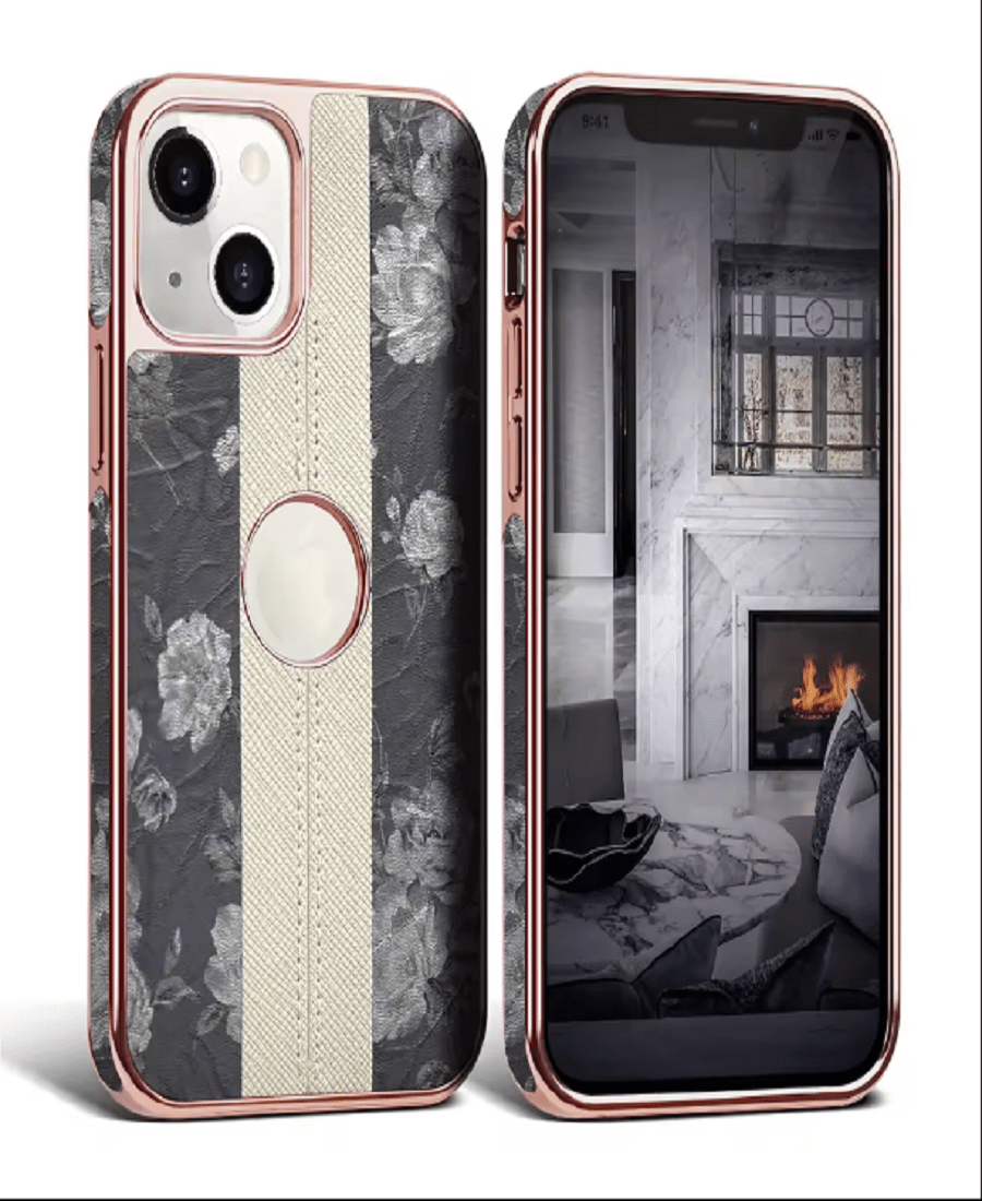 Metal Texture Romatic Rose Cell Phone Case for Apple iPhone 12 Pro Max