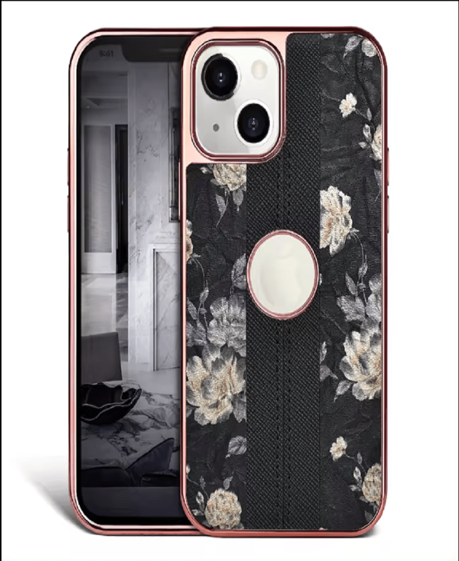 Metal Texture Romatic Rose Cell Phone Case for Apple iPhone 12 Pro Max