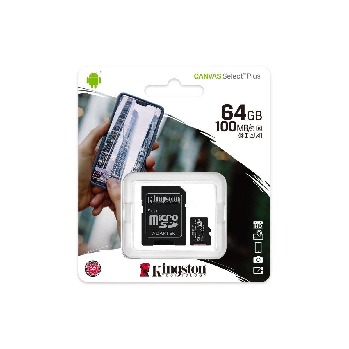 Kingston MicroSD Class 10 Canvas Select Plus Card with SD Adaptor - SDCS2