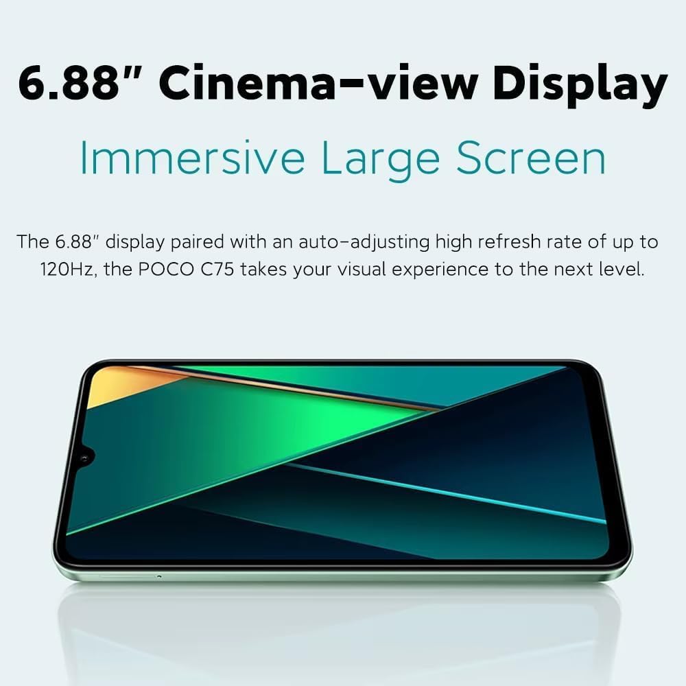 POCO C75 C3NP Immersive 6.88" display Massive 5160mAh (typ) battery Clear 50MP AI dual camera Powerful octa - core processor Up to 120Hz High refresh rate TÜV 6+128 (Gold)|1 year manufacturer warranty