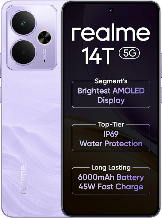 Realme 14T 5G 8GB RAM 256GB ROM, Elegant Colors, Luxurious Design Amoled Display, IP69 Water Resistance