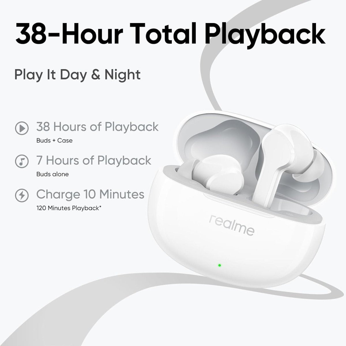 realme True Wireless Buds T110, 10mm Dynamic Bass Driver, AI ENC Noise Cancellation Headphones, Local Warranty