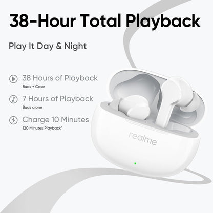realme True Wireless Buds T110, 10mm Dynamic Bass Driver, AI ENC Noise Cancellation Headphones, Local Warranty