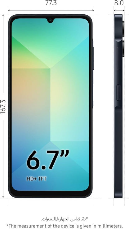 Samsung Galaxy A06 4GB RAM 128GB Storage Android Smartphone, 6.7 - Inch Screen Size, Black - Samsung High Quality USB - C Power Adaptive EU Wall Charger Fast Charging 25W - Black